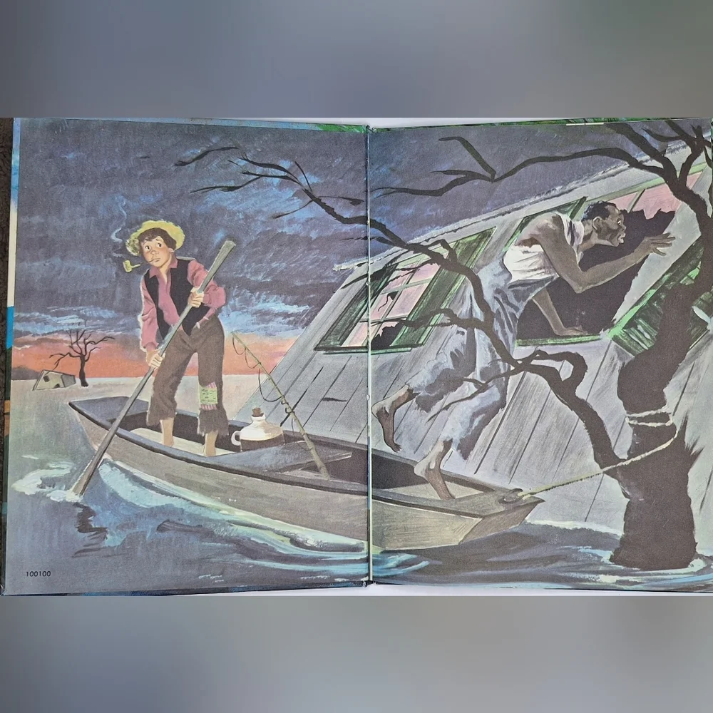 THE ADVENTURES OF HUCKLEBERRY FINN 1960 VINTAGE LARGE HARDCOVER BOOK ILLUSTRATED - Picture 4 of 5